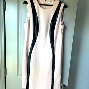 NWOT Calvin Klein Sheath Dress leather trim